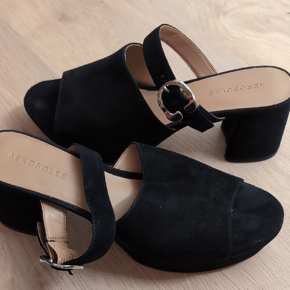 Aerosoles Women's Black Suede Heeled Sandals (No longer available)